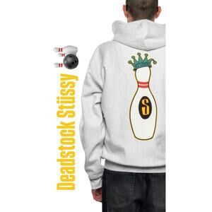 Stussy Kingpin Zip Hoodie Ash Heather XL Deadstock NWT Bowling Graphic